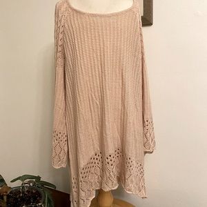 LC Lauren Conrad Knit Blush Lace Sweater L
